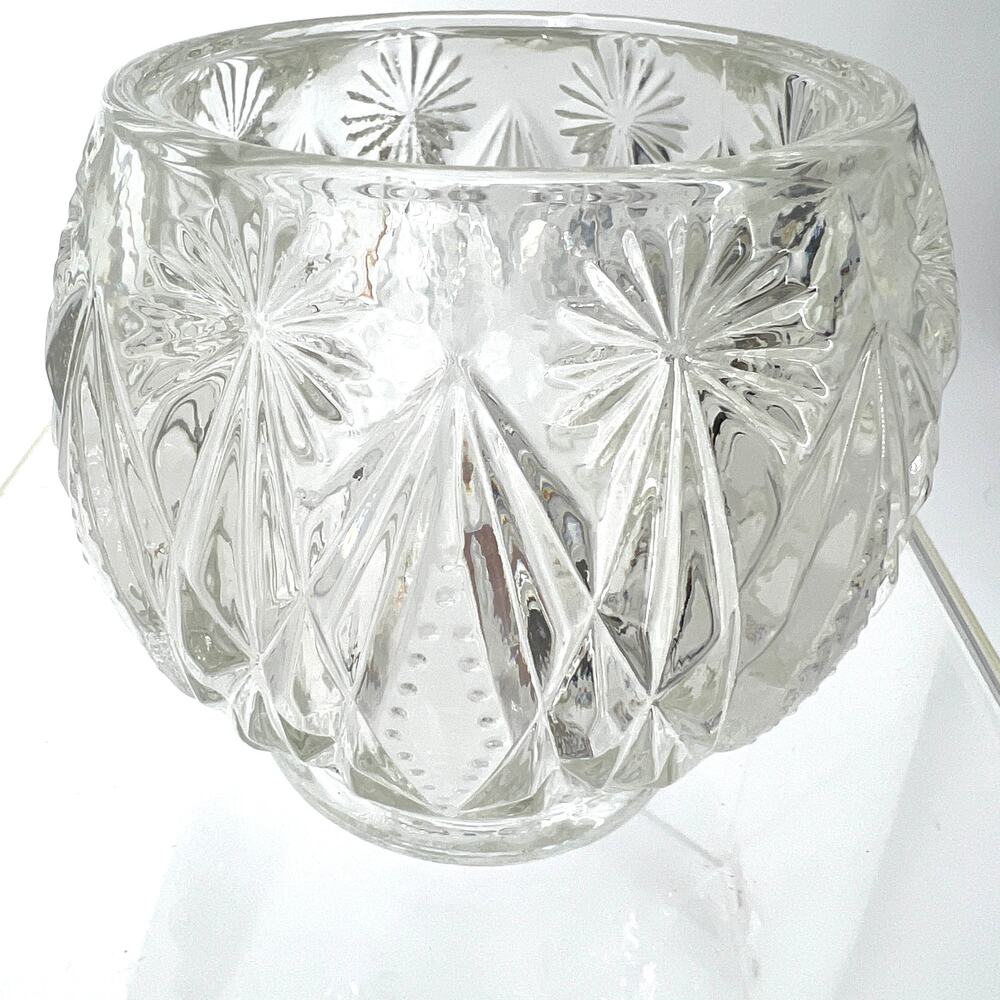 Vintage AVON Cut Glass Crystal Small Candle Holder Thick and Heavy Globe Shape